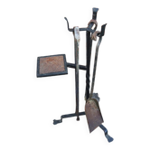 Ancien serviteur de cheminée 3 outils avec support plantes
