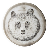 Oiva Toikka Ceramic Panda Bear Plate Nuutajärvi Finland 1983