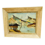 vintage oil on canvas 1950/1960 mountain landscape