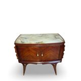 Tables de chevet plaquées en palissandre avec plateau en onyx vert