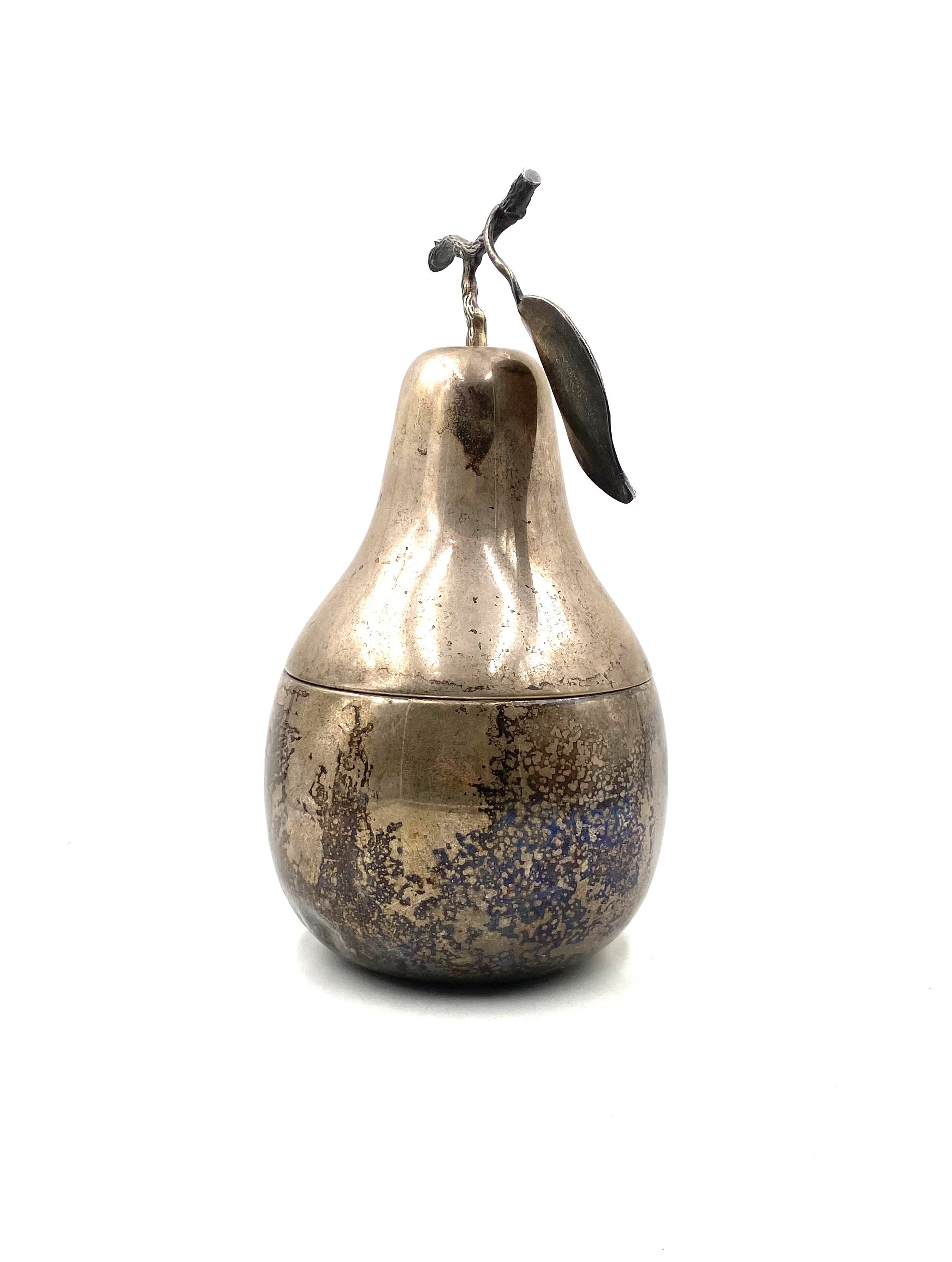 Modern silver-plated Pear wine cooler / ice bucket, Teghini Firenze Italy 1970s
