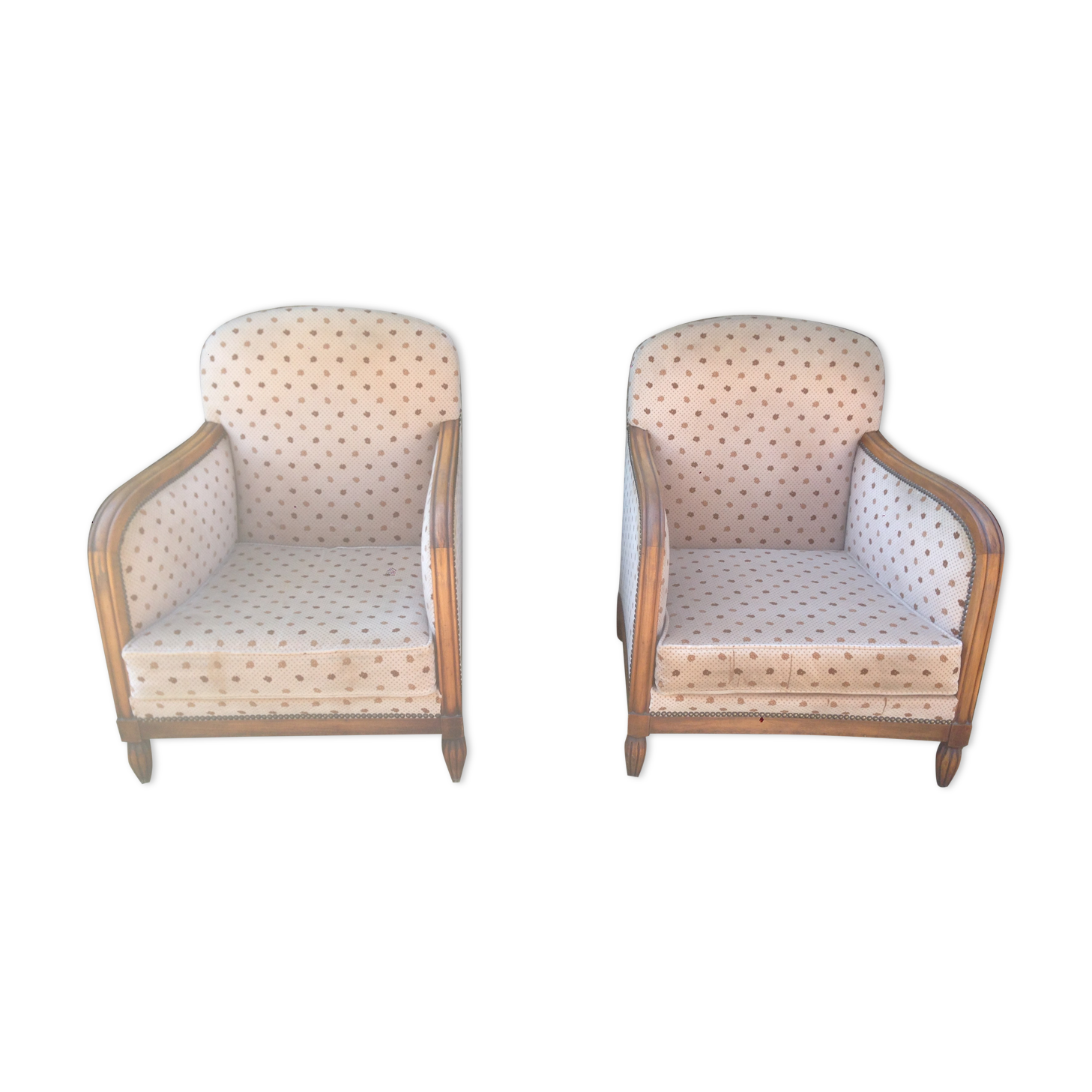 Pair of beech armchairs 1930