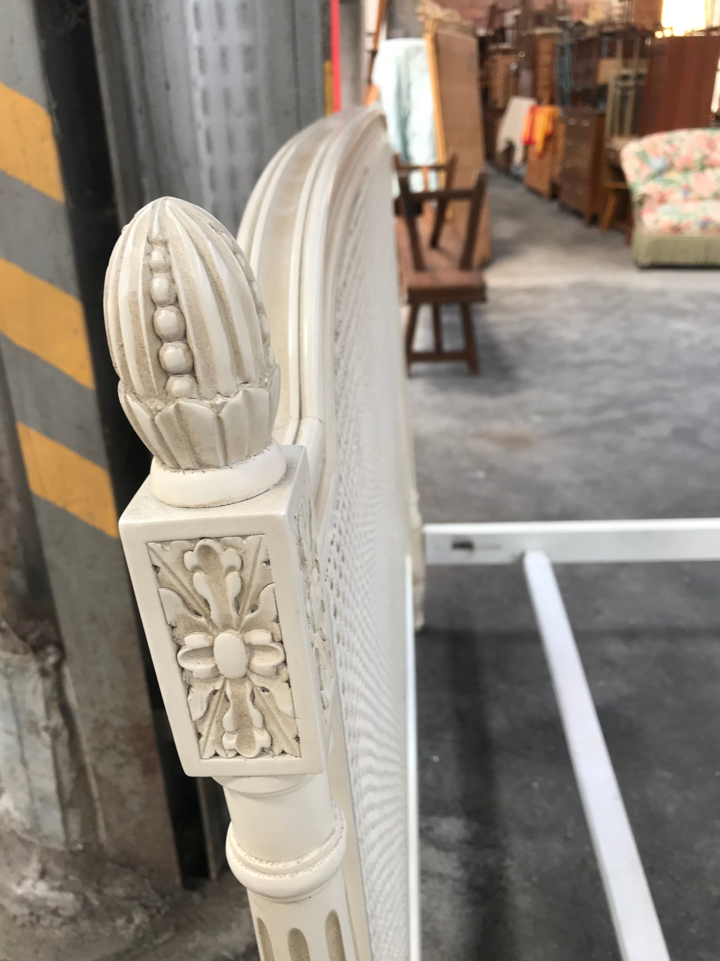 Louis XVI white bedwood caning and wood