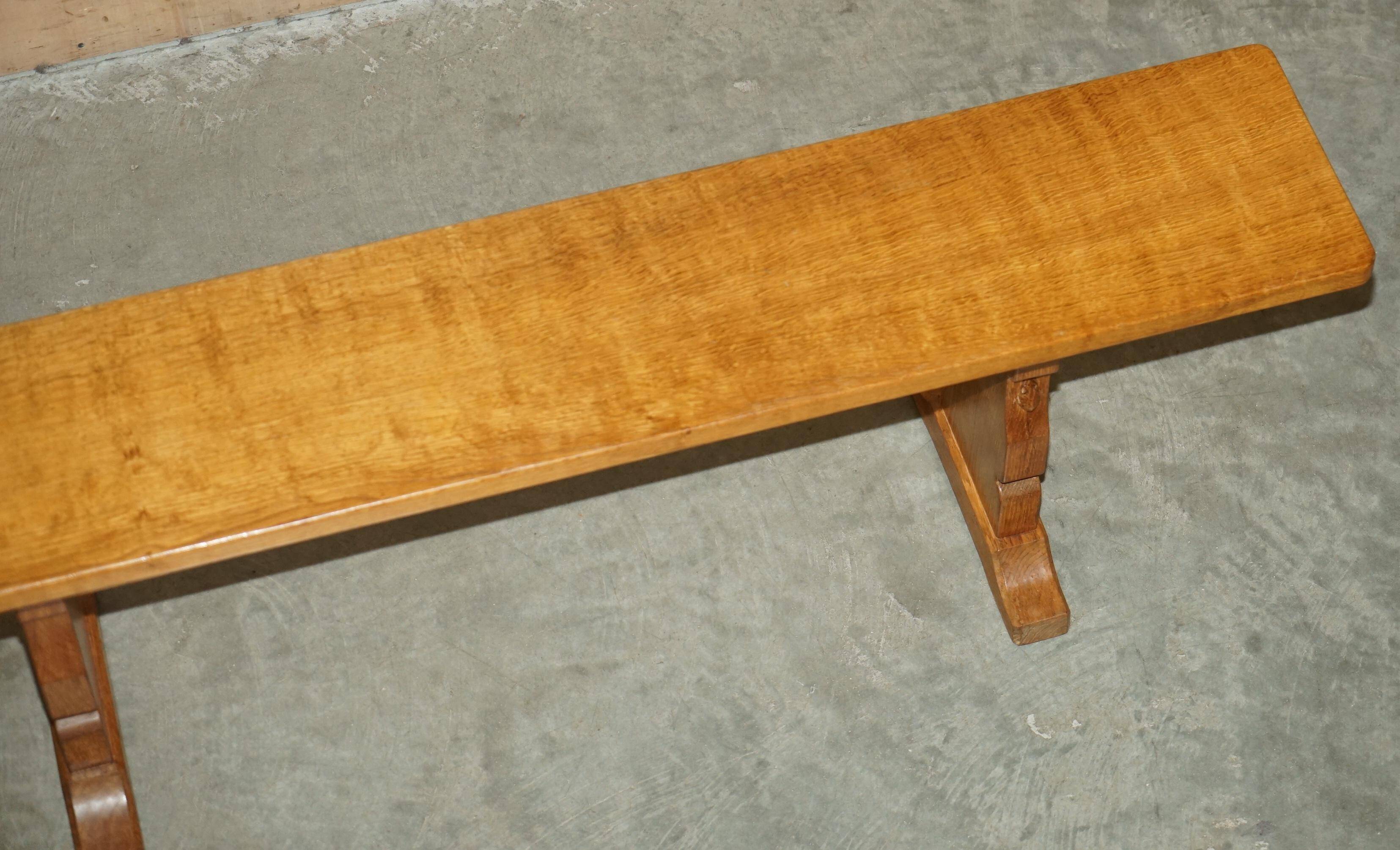 Pair of vintage dining room benches by Robert Mouseman Thompson