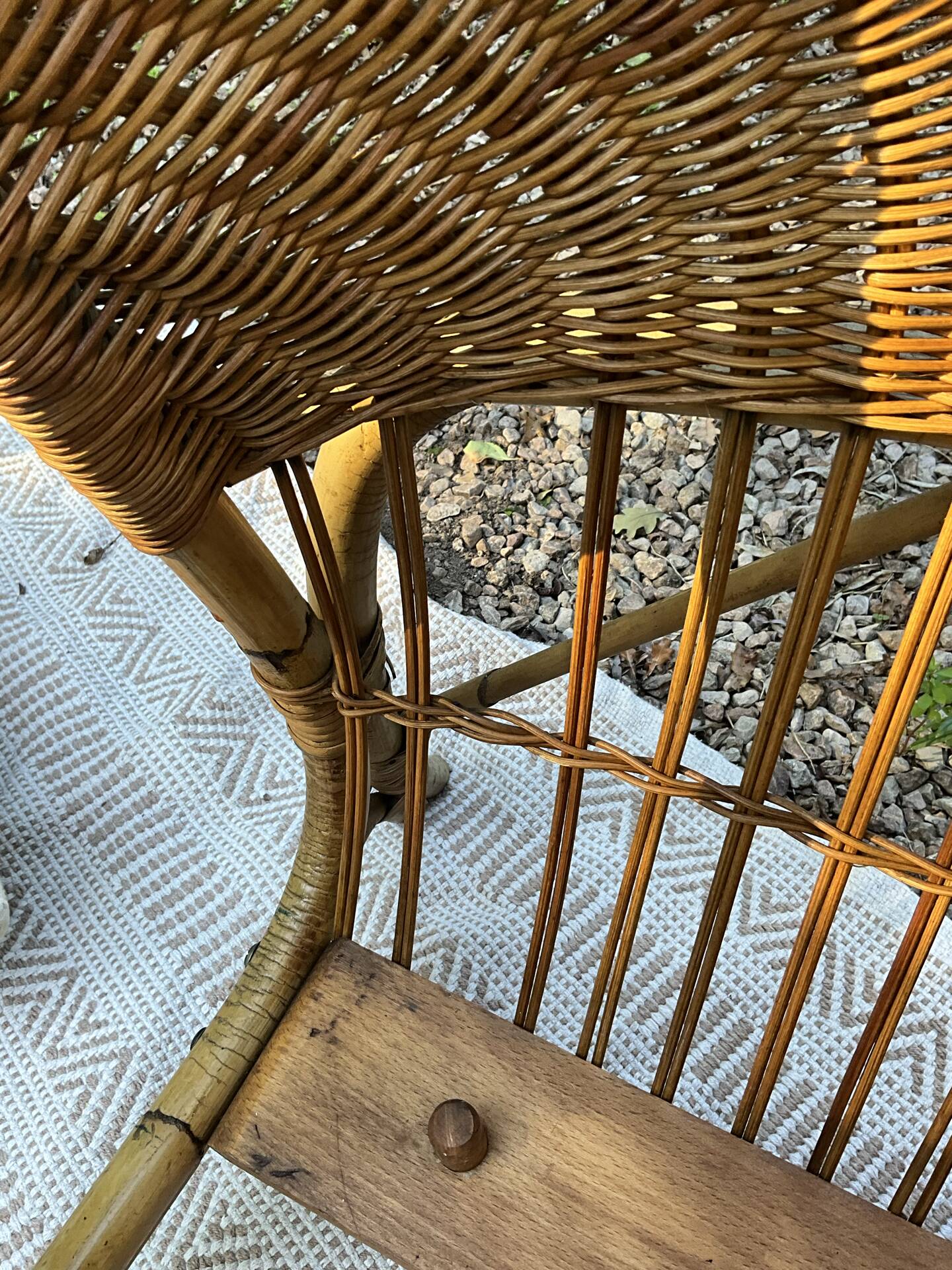 Vintage seventies rattan children's basket.