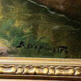 Hst animated landscape path in the forest frame signed around 1900