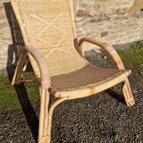 Chaise longue transat en osier rotin annèes 70/80