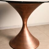 Copper table, smoked glass top from the 60s