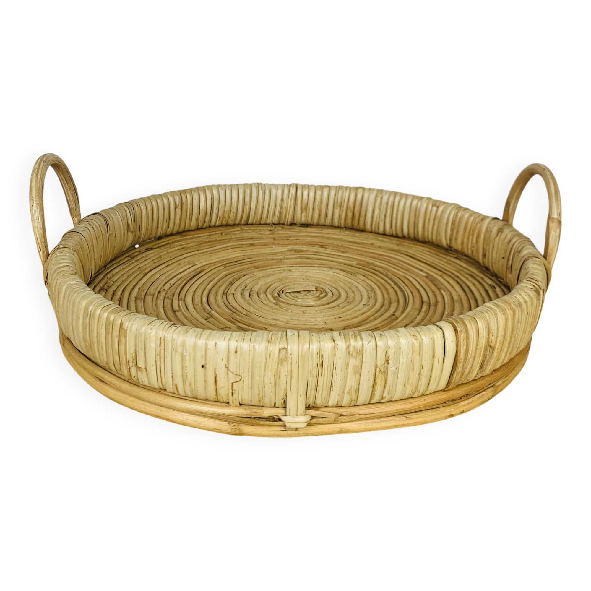 Vintage rattan serving tray, 1960s