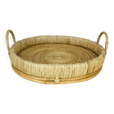 Vintage rattan serving tray, 1960s