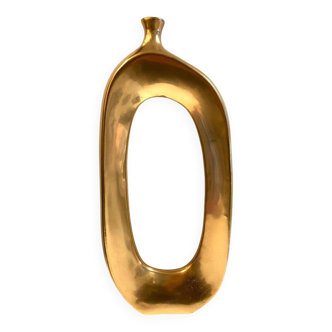 Large Decorative Design Vase Soliflore Cast Aluminum "NINA" Atypical Chic Modern Gold