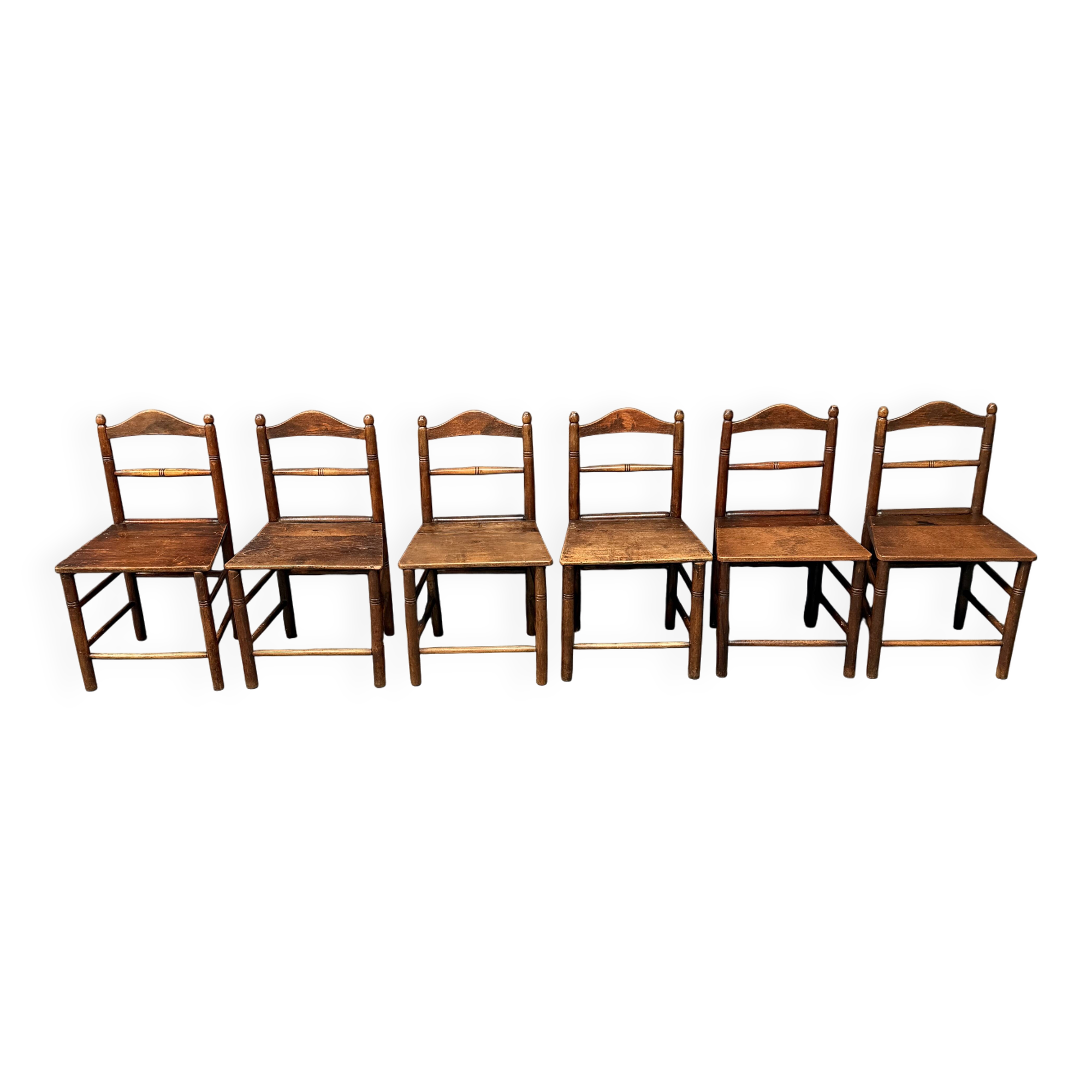 Ensemble de six chaises de cuisine anglaises anciennes