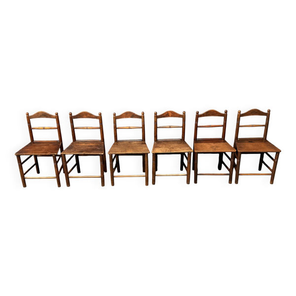 Ensemble de six chaises de cuisine anglaises anciennes