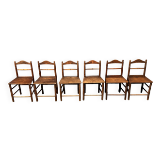 Ensemble de six chaises de cuisine anglaises anciennes