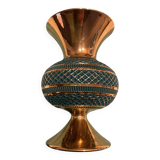 Vase vintage florentin vert et doré fait à la main 1960
