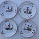 Set of 4 antique polychrome earthenware plates – Chinese decoration