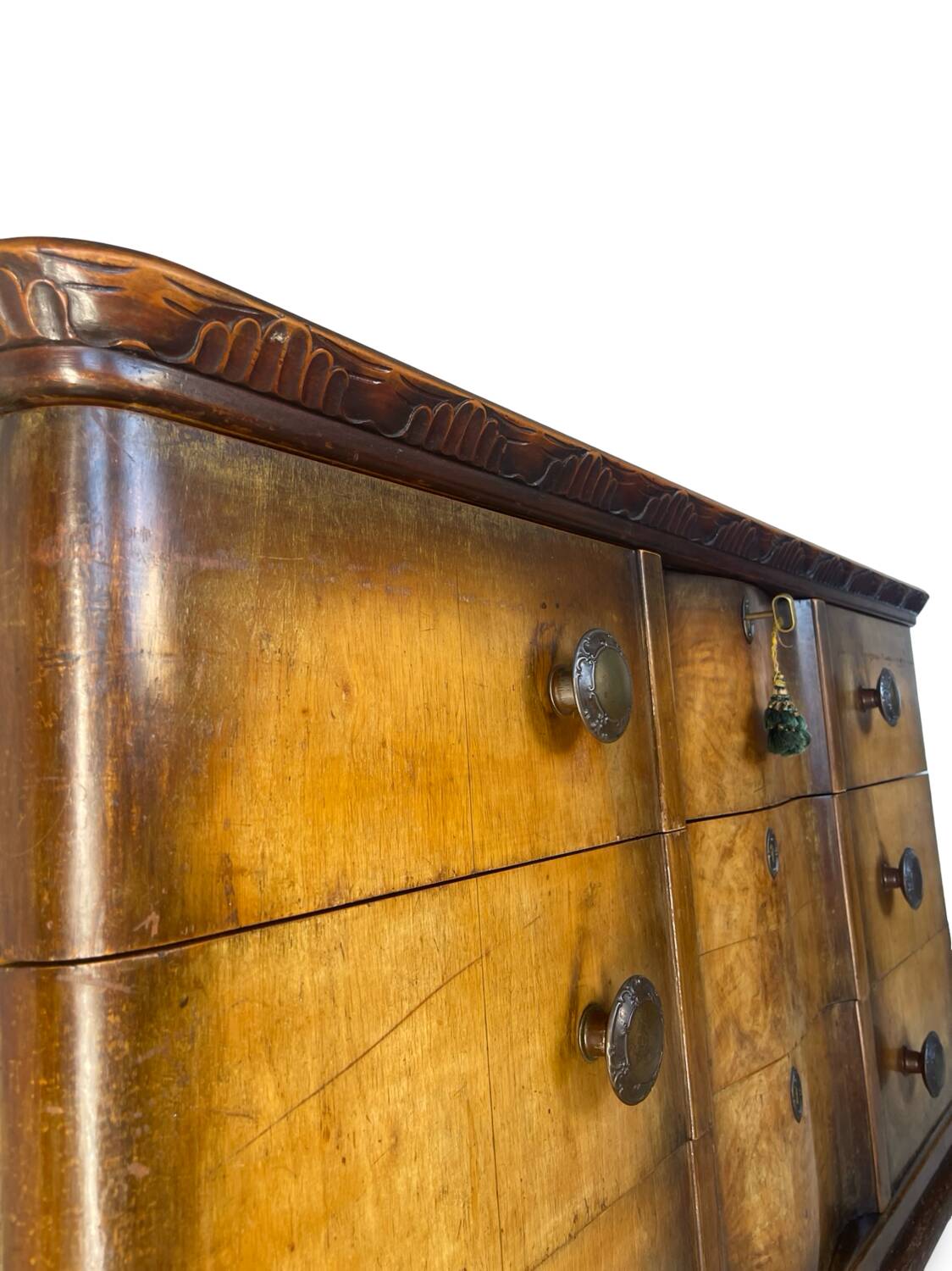 Commode italienne en placage et bois massif de noyer, années 1940-1950