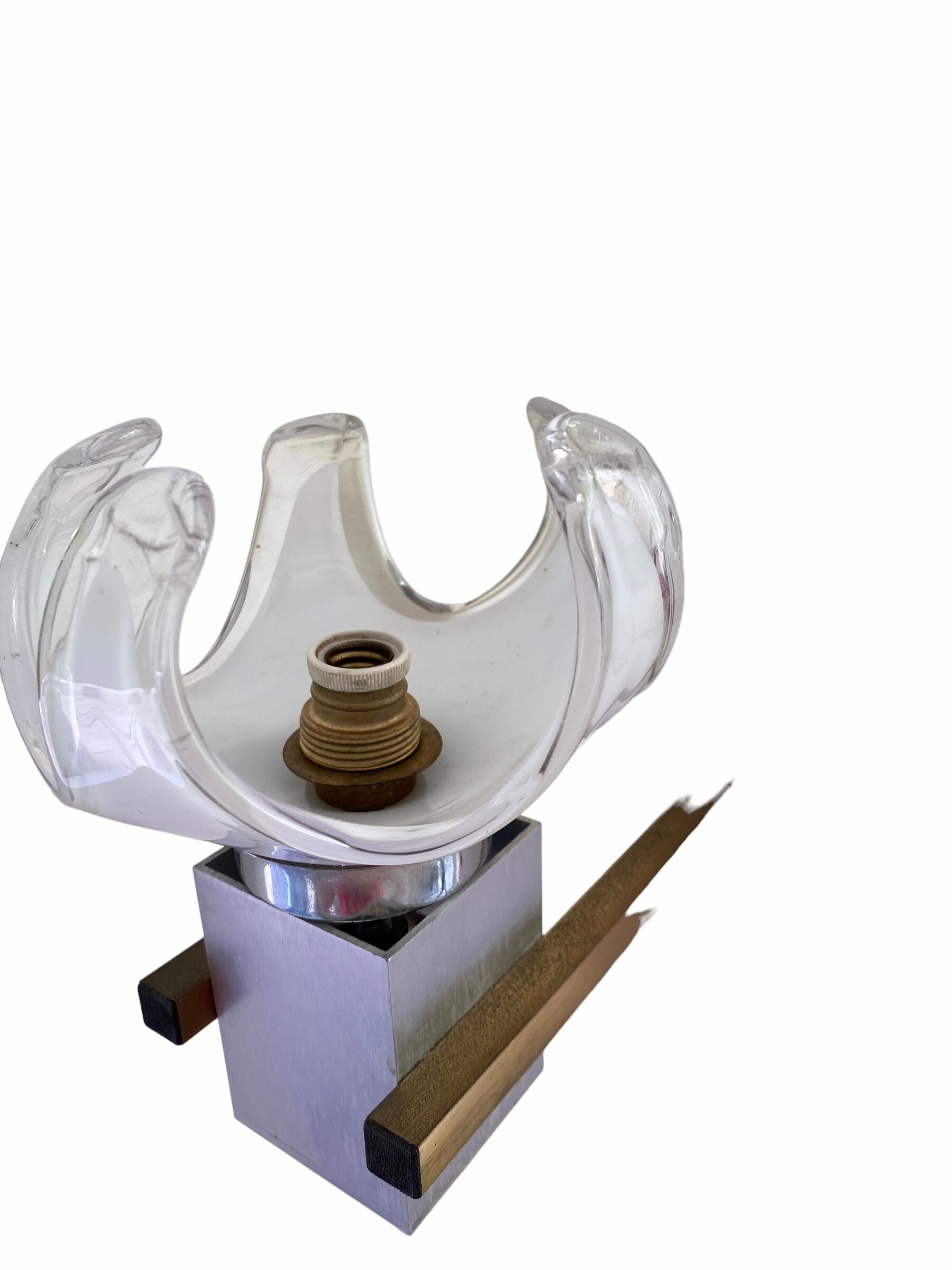 Pair of white Murano glass wall lights, Mazzega