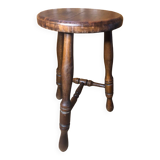 Charles dudouyt style tripod milking stool vintage wood #a582