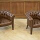 Pair of upholstered leather Club armchairs