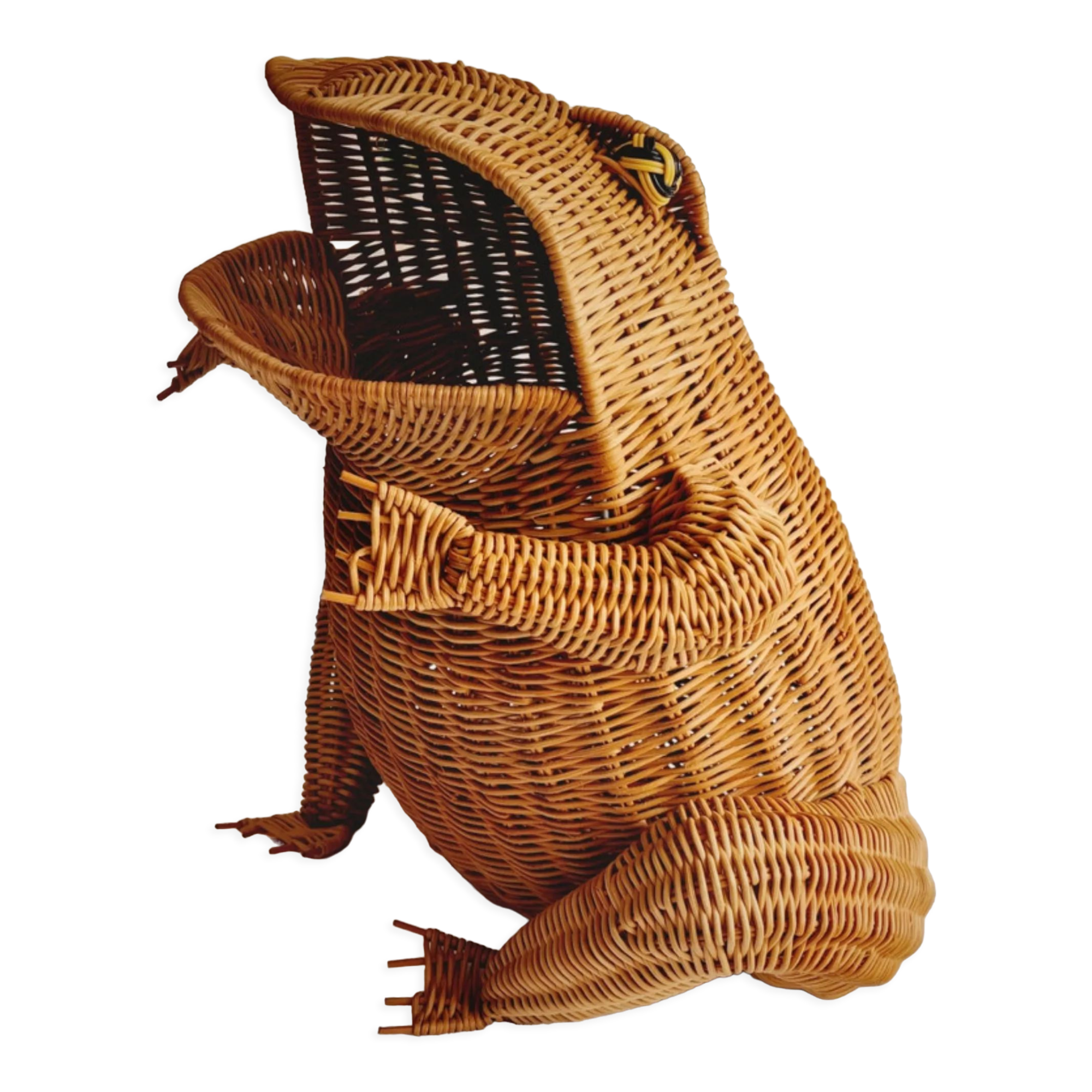 Wicker frog magazine holder Olivier Cajan