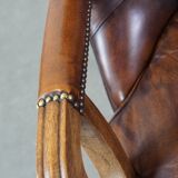Fauteuil chesterfield en cuir de vache anglais