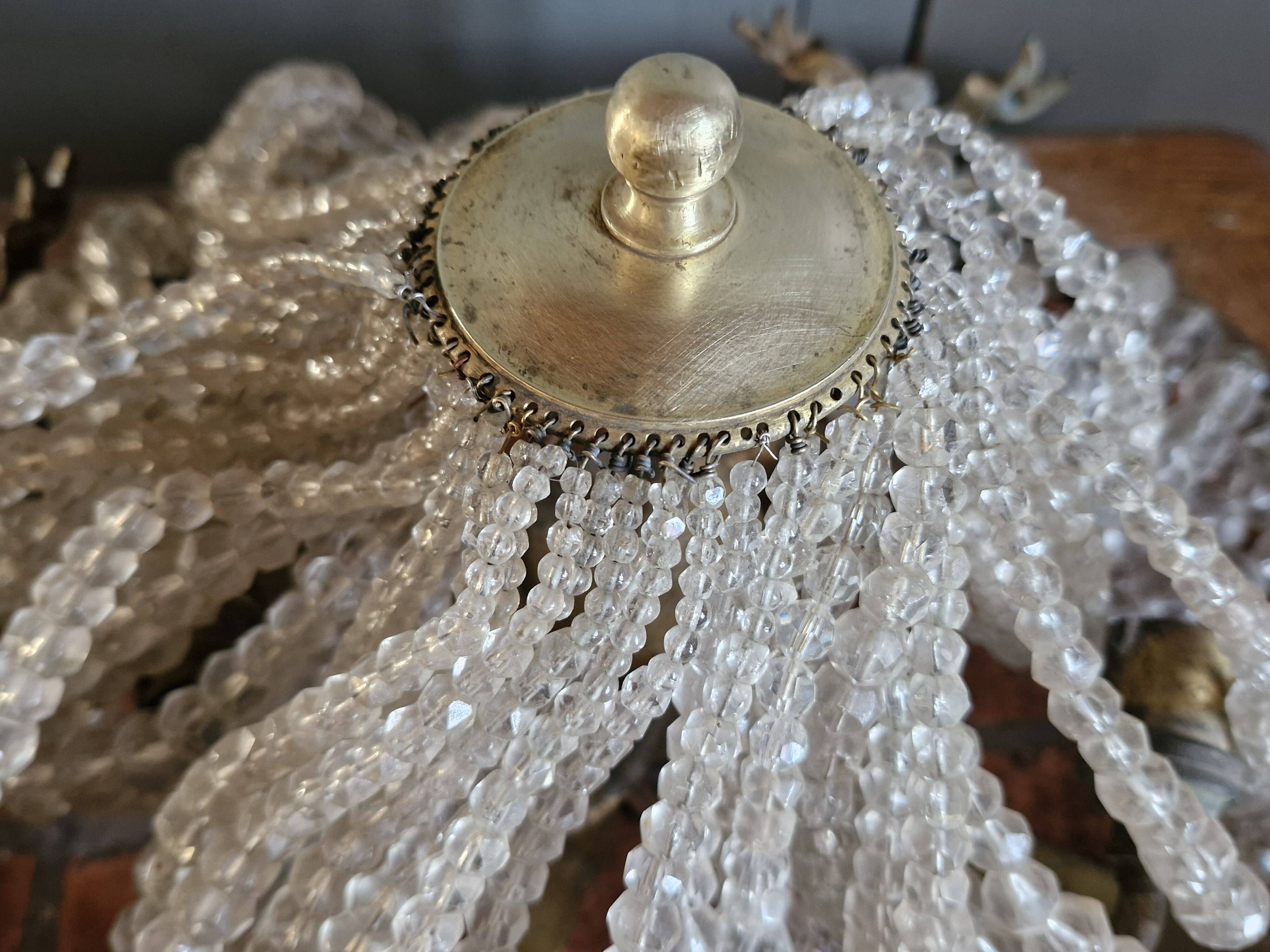 Large ceiling light Demi Montgolfière in bronze with 5 lights - 19th century period