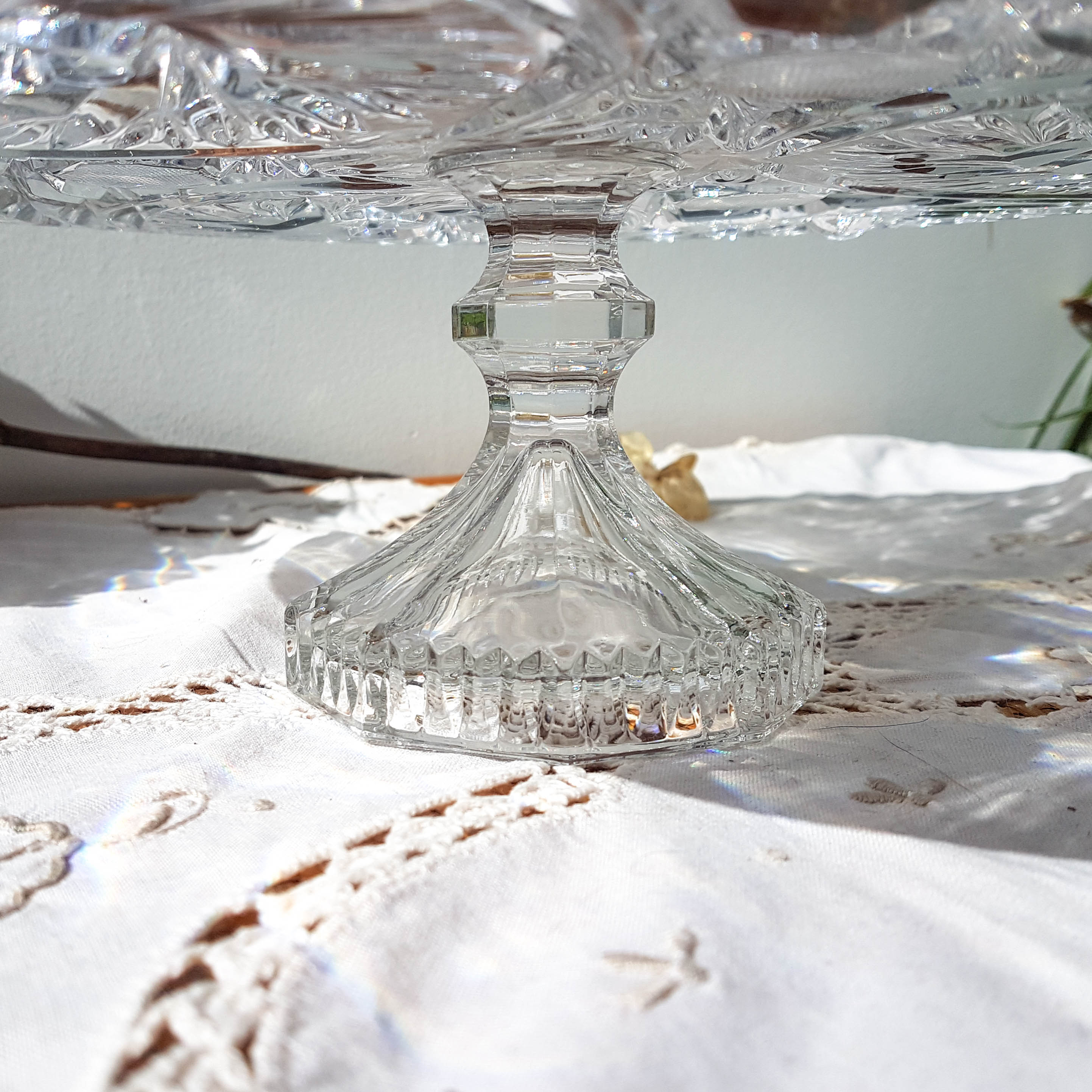 Vintage Crystal Pie Dish - Cut Crystal Serving Plate - Gateway - Centre d