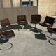 Set of 6 vintage Gastone Rinaldi style chrome steel chairs