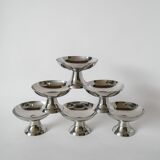 set of 6 designer stainless steel bowls 1970 6 X 9.5 cm