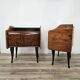 Walnut burl bedside tables with double glass top