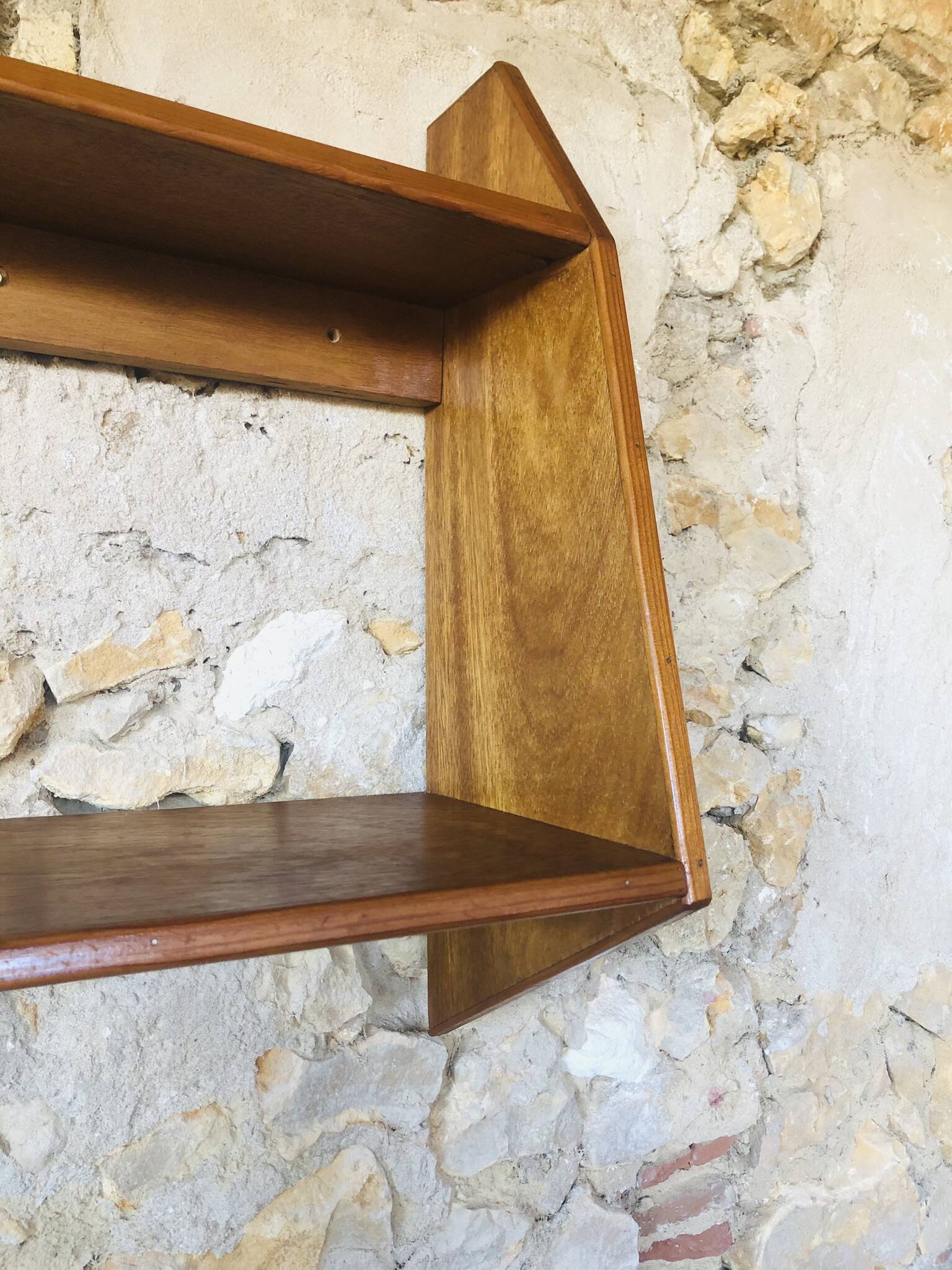 Vintage wall shelf with two shelves, 1970's