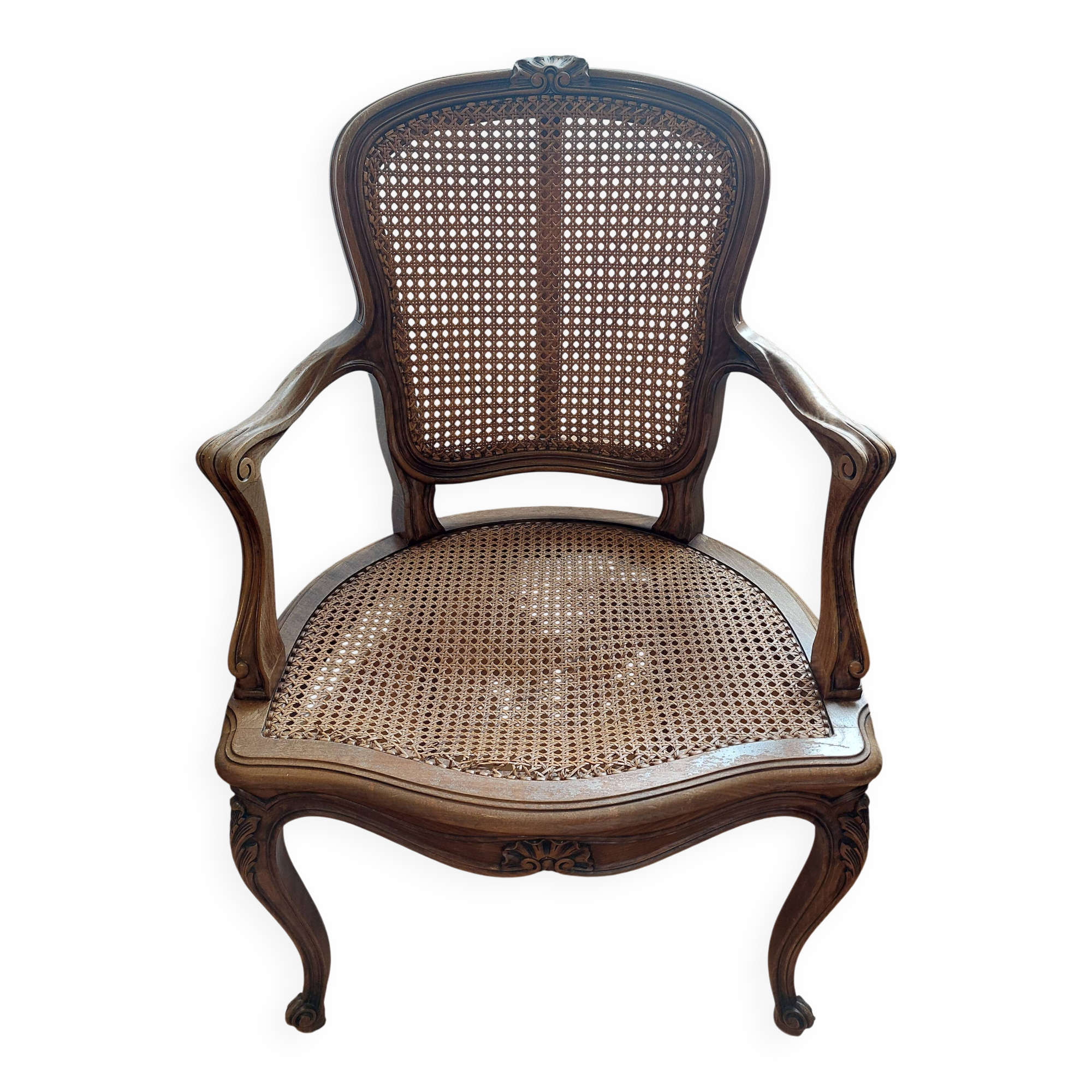 Louis XV style caned armchair