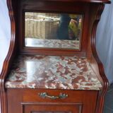 Bedside table, mahogany, marble top and mirror.
