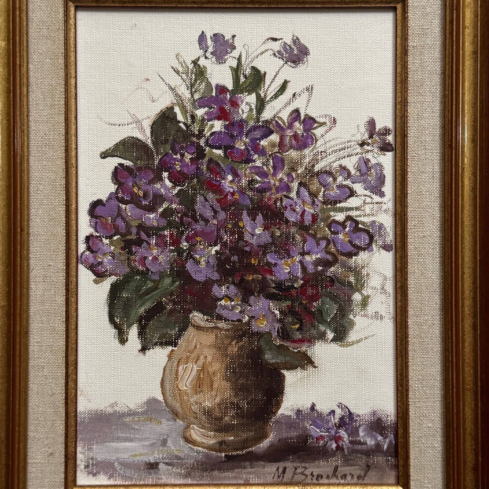 Oil on canvas still life with flowers by M. Brochard 20th century