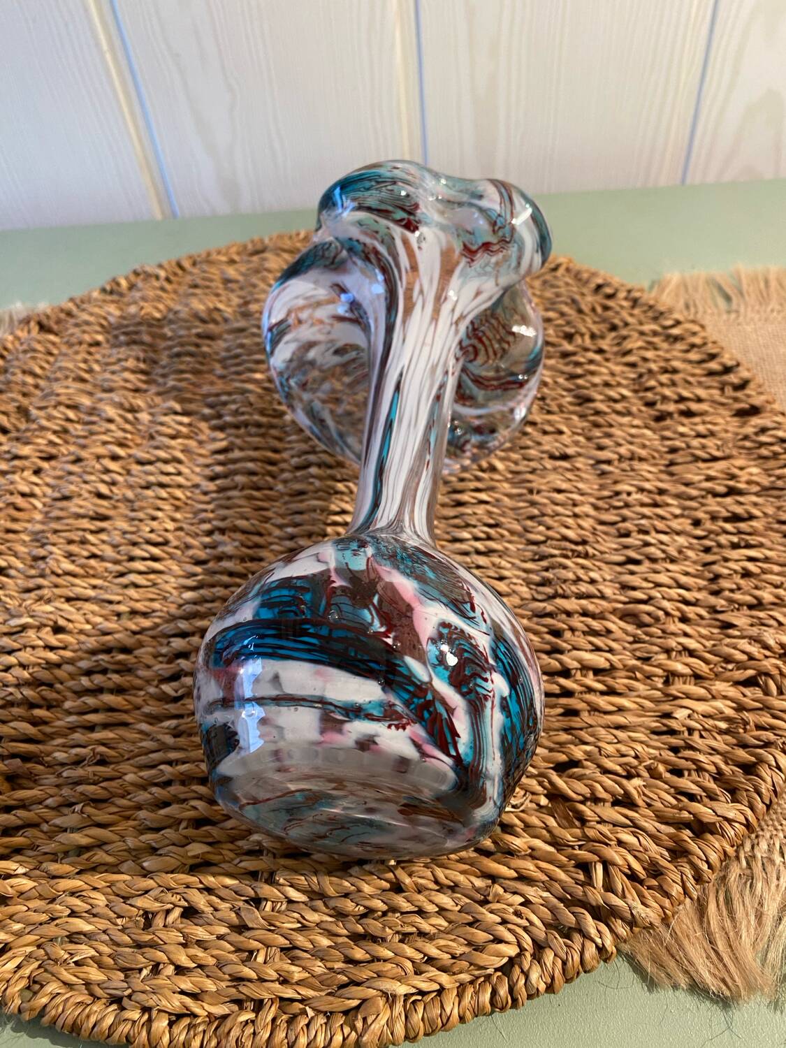 Marbled blown glass vase