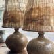 Ceramic table lamp in chamotte stoneware & wool, Alain Blanchard 1970