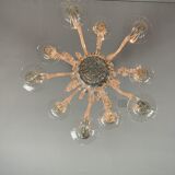 Venetian lustre in Murano glass transparent 10 arms of light on two levels