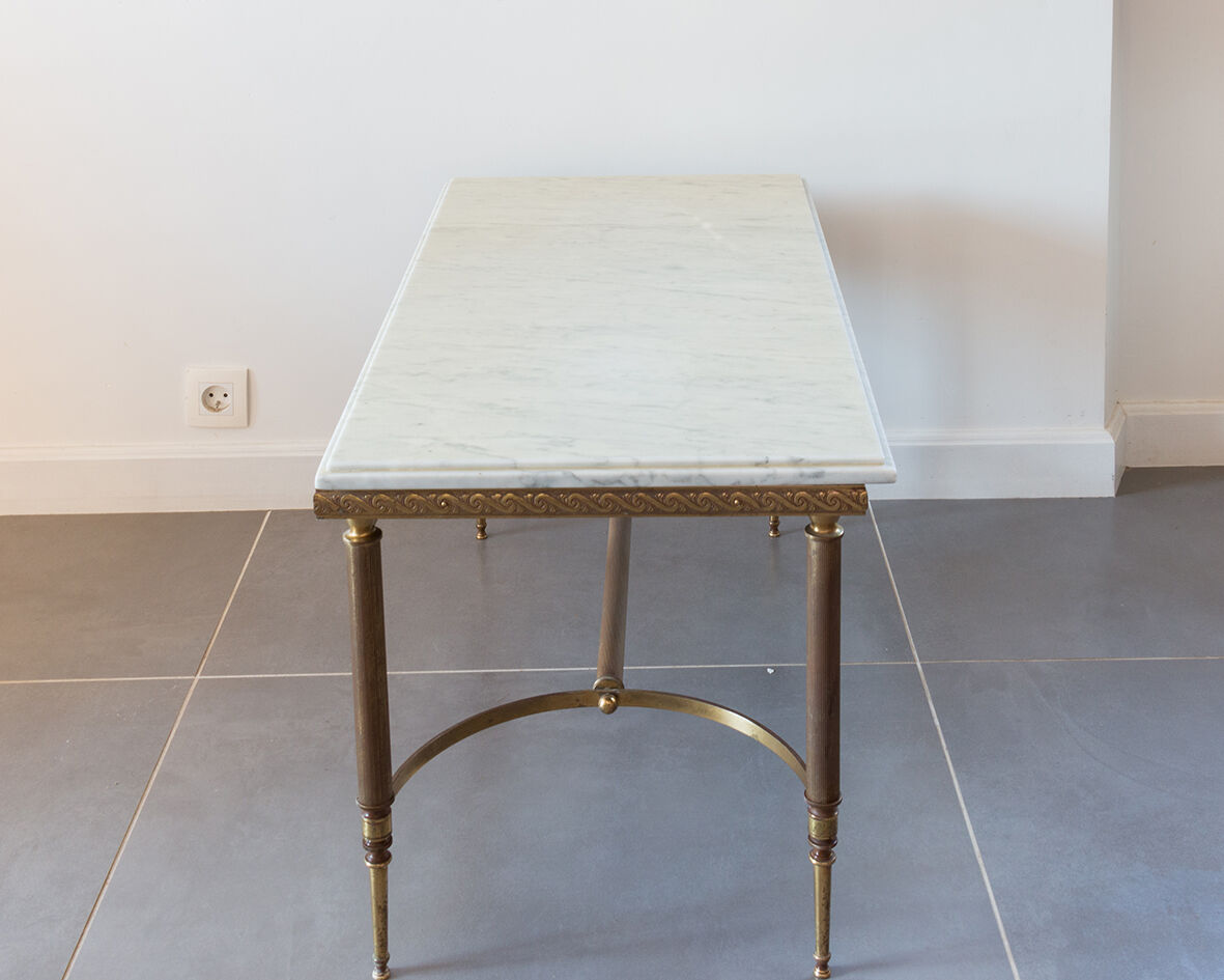 Marble and brass coffee table
