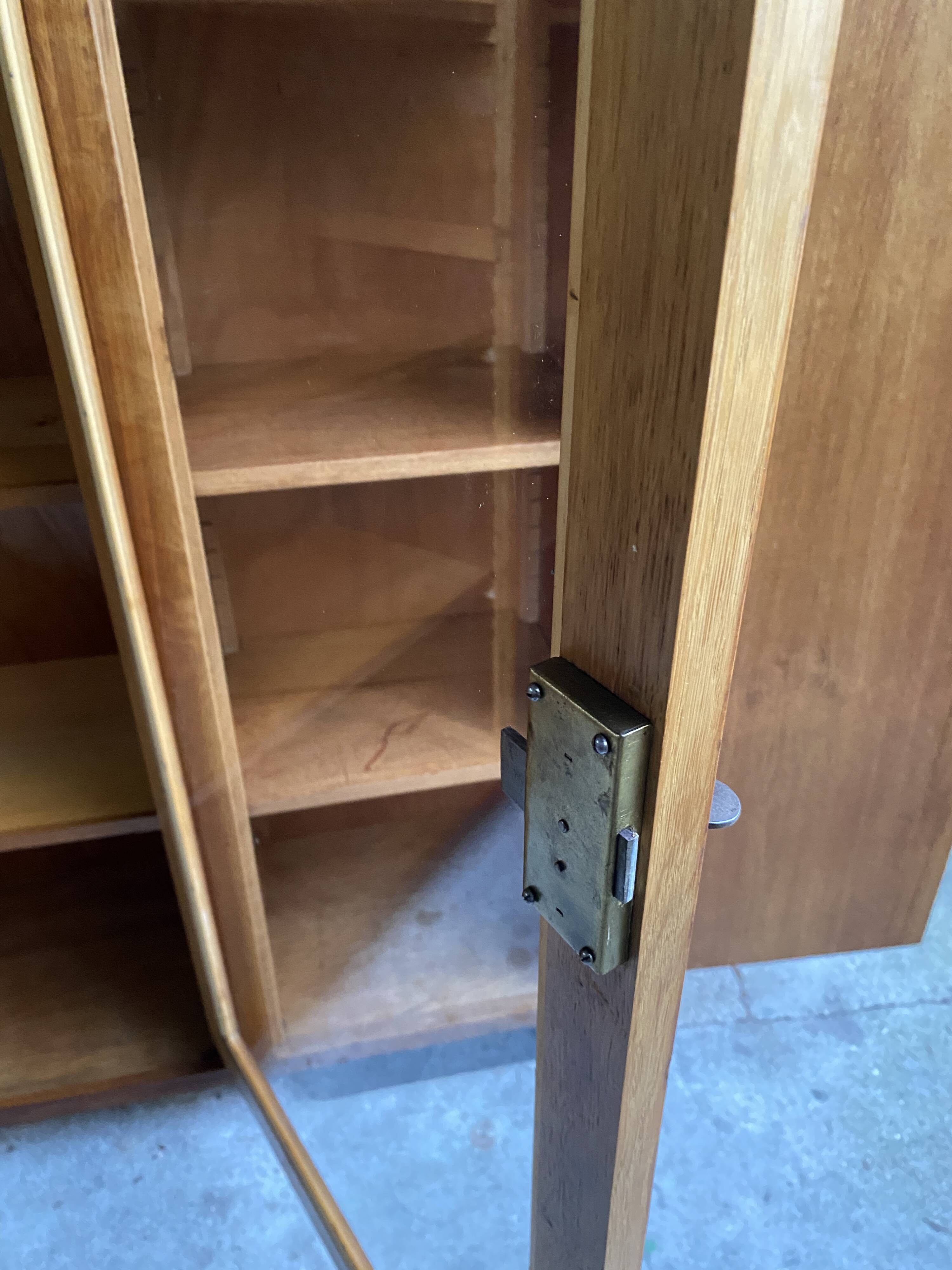 Library / Vintage solid wood sideboard – 3 doors with display cabinet