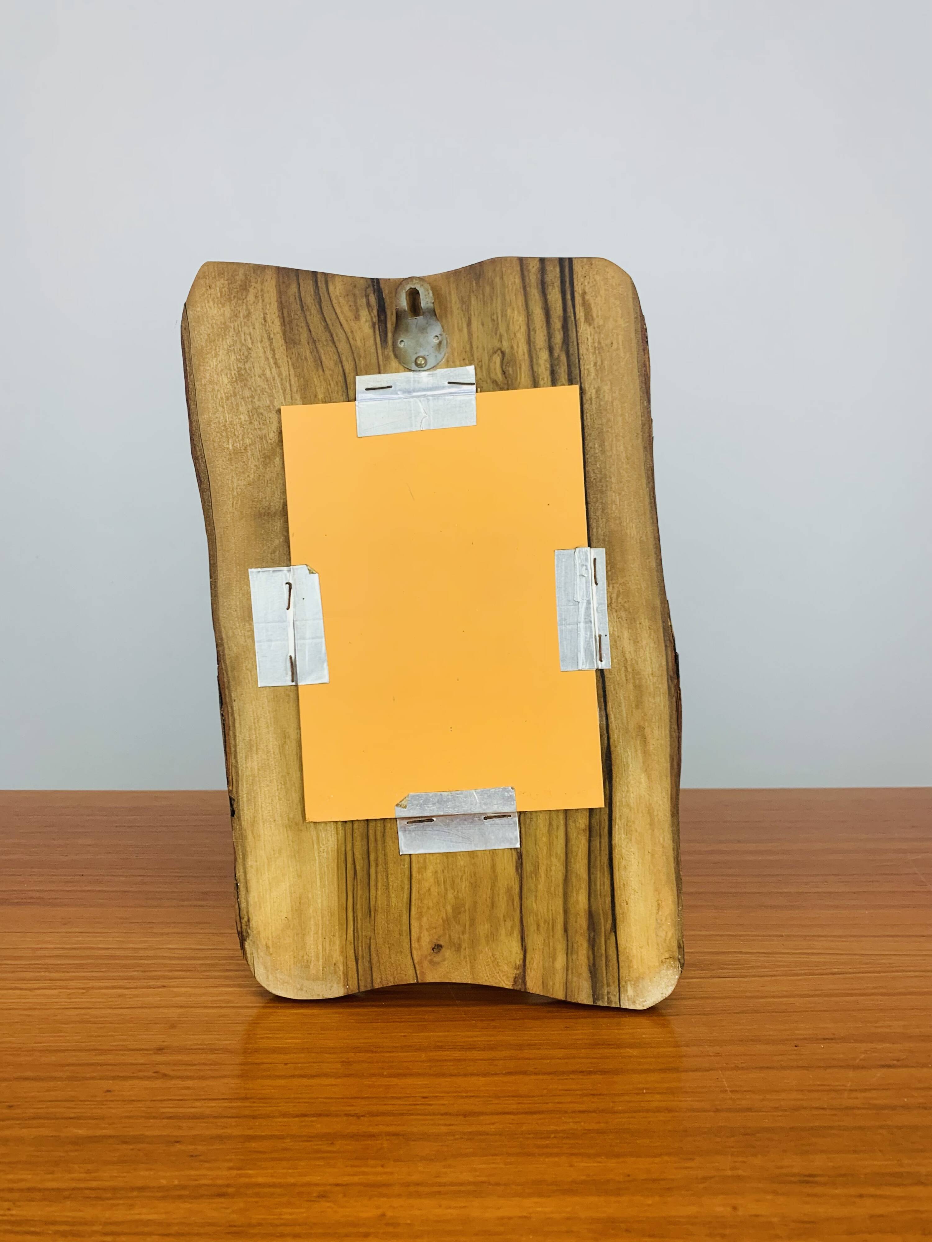 Miroir brutaliste bois d'olivier, vintage