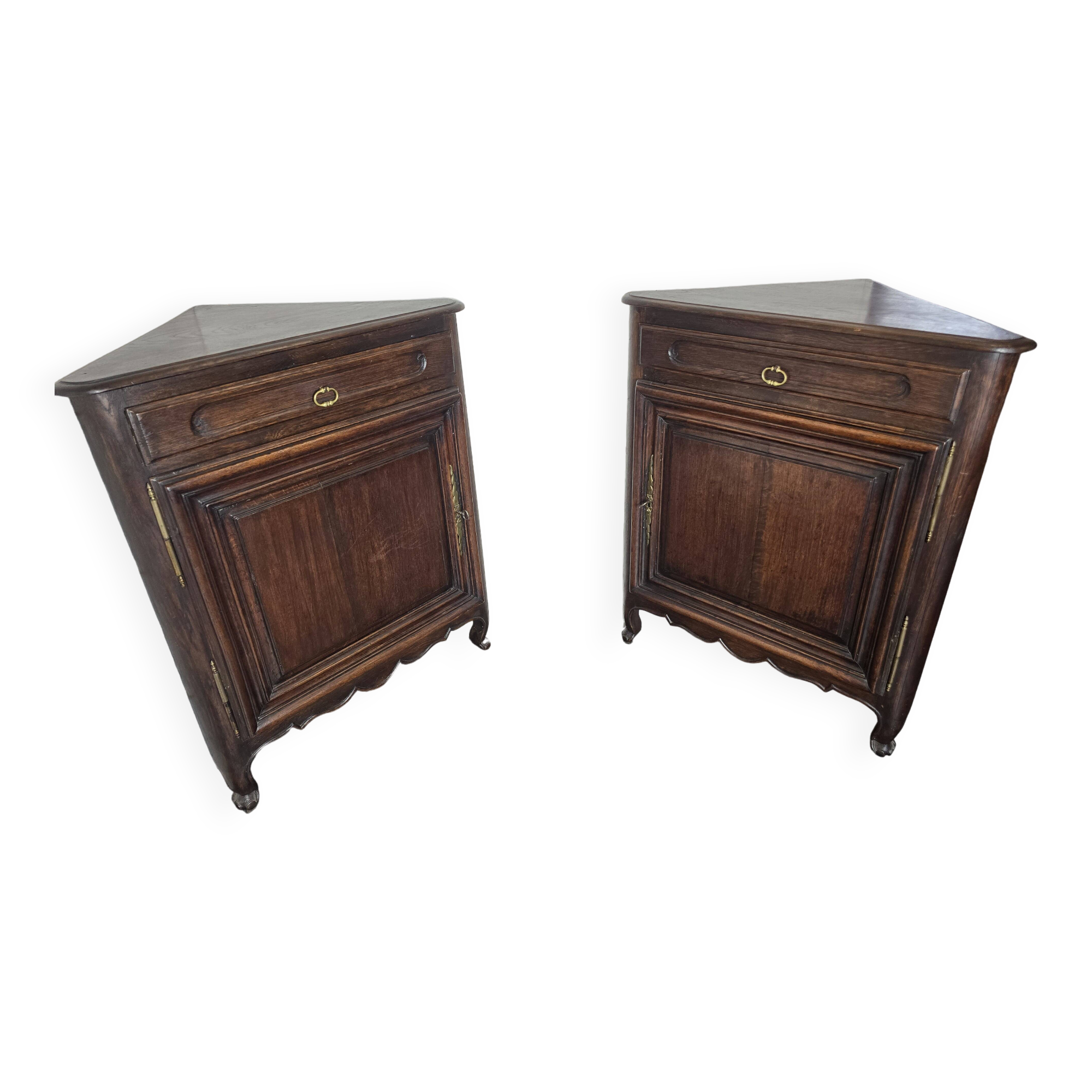 Pair of oak corner cabinets