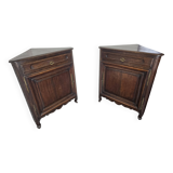 Pair of oak corner cabinets
