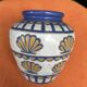 Vintage ceramic vase signed – Art Deco style in blue and orange