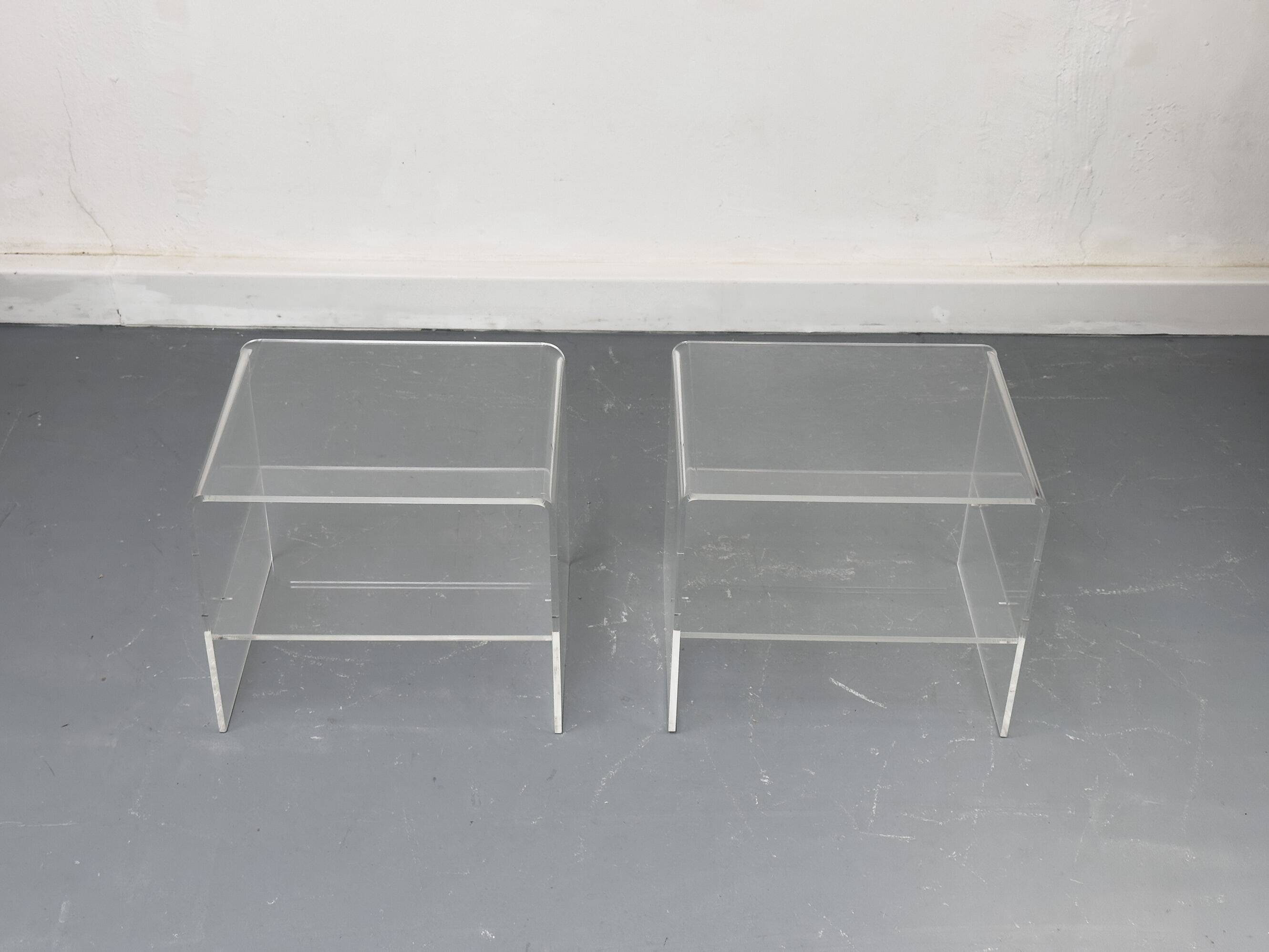 Set of 2 Acrylic Bedside Tables, 1970s