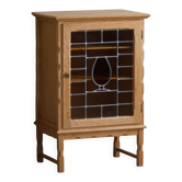 Armoire scandinave en chêne naturel avec devanture en verre