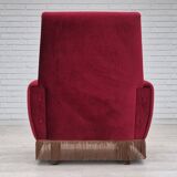 1970s, Danish highback armchair, original condition, red furniture velour.