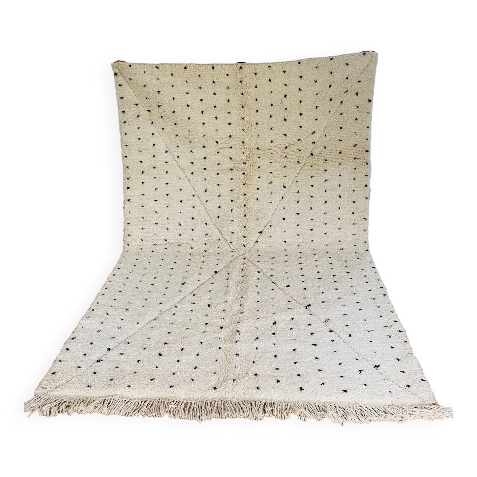 Berber carpet Beni Ouarain with black polka dots and relief 160x260