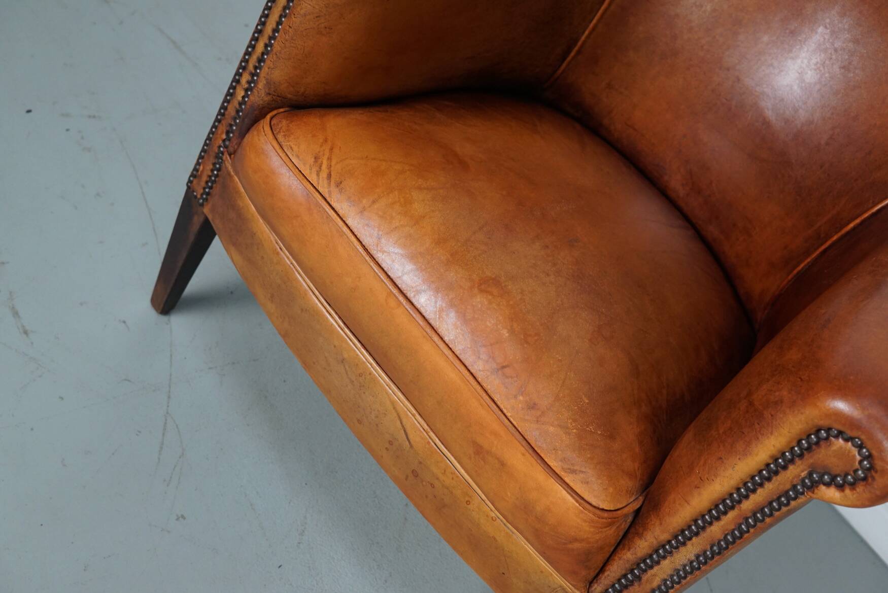 Vintage Dutch Cognac Colored Leather Club Chair