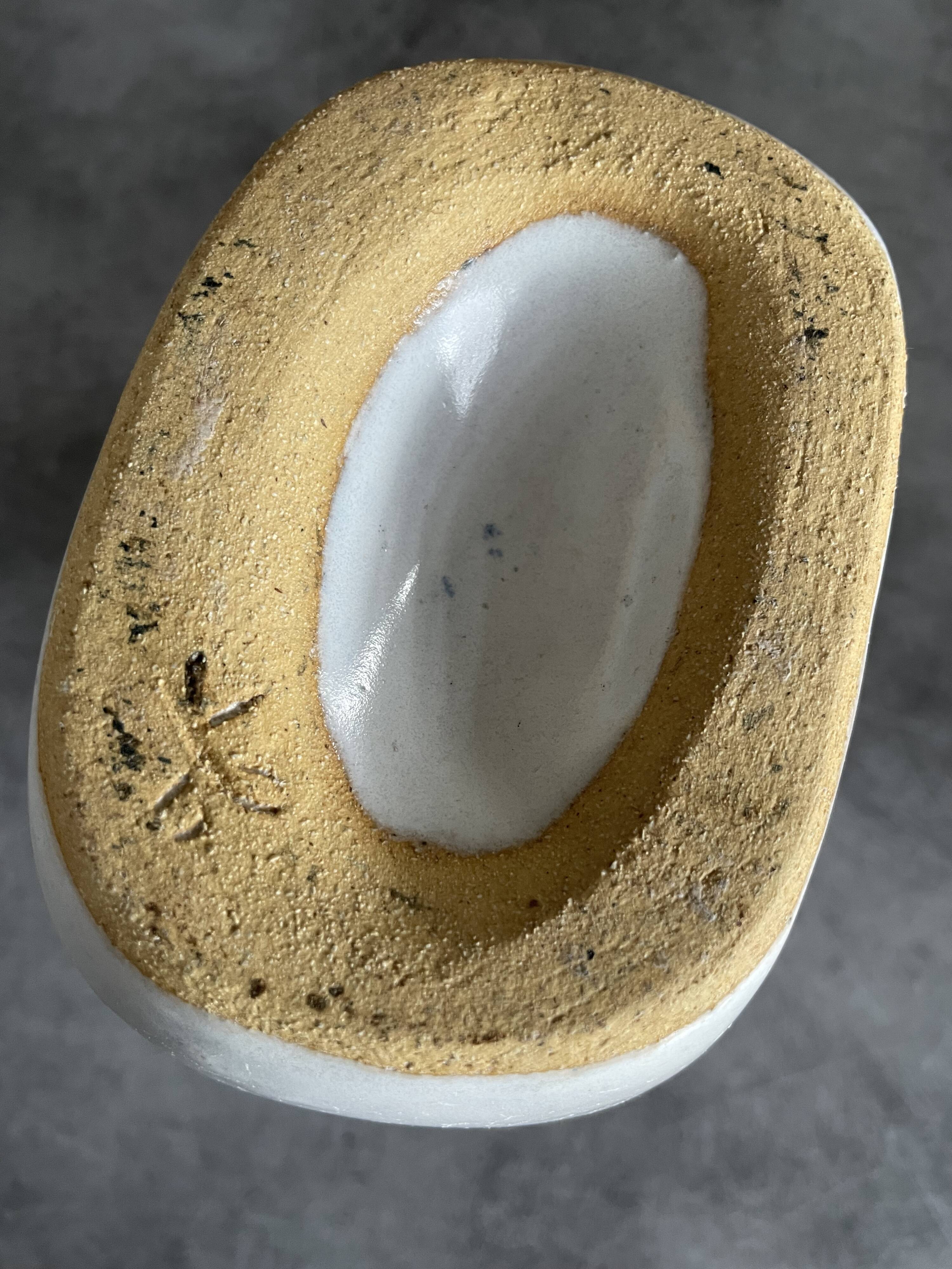 Vintage signed stoneware pitcher jug with floral painting decoration